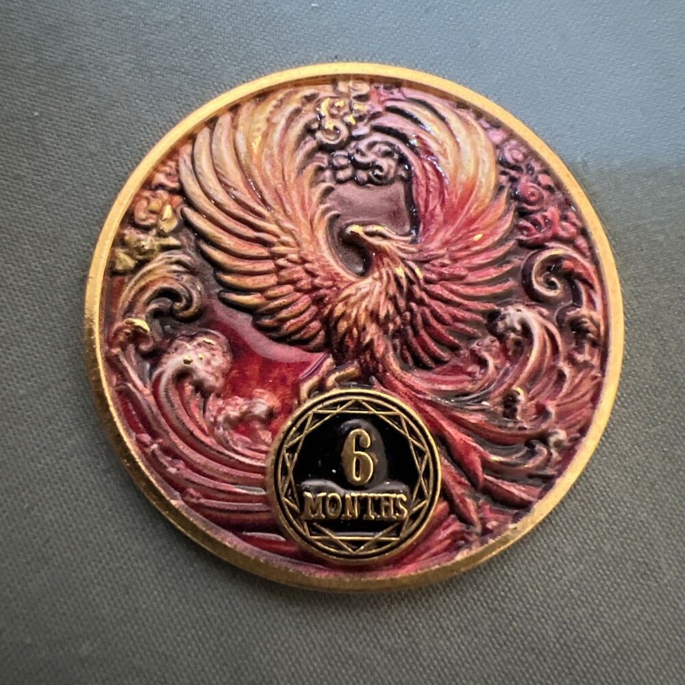 AA Sobriety Six 6 Month Phoenix Rising Coin Chip Sober Anniversary